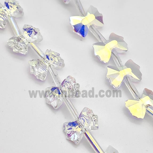 Chinese Crystal Glass Bow Beads White AB-Color