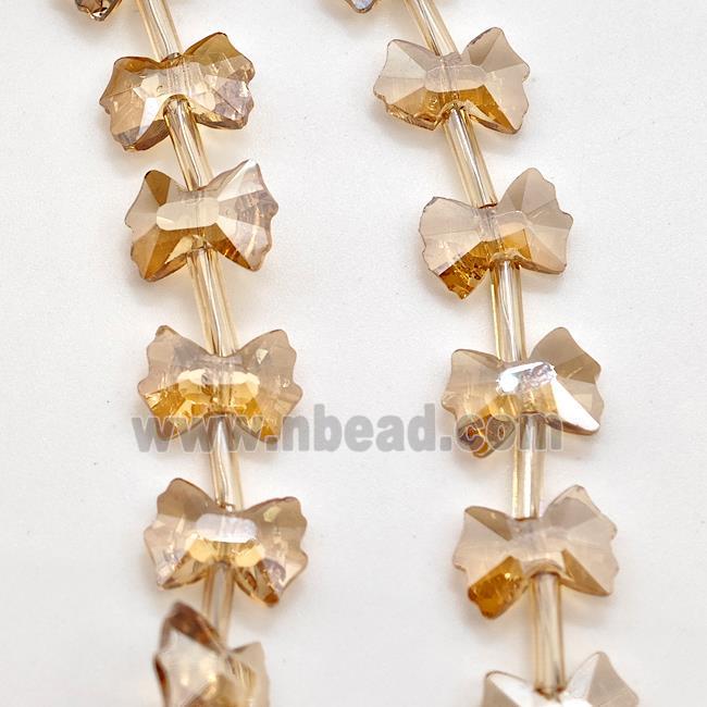 Chinese Crystal Glass Bow Beads Champagne