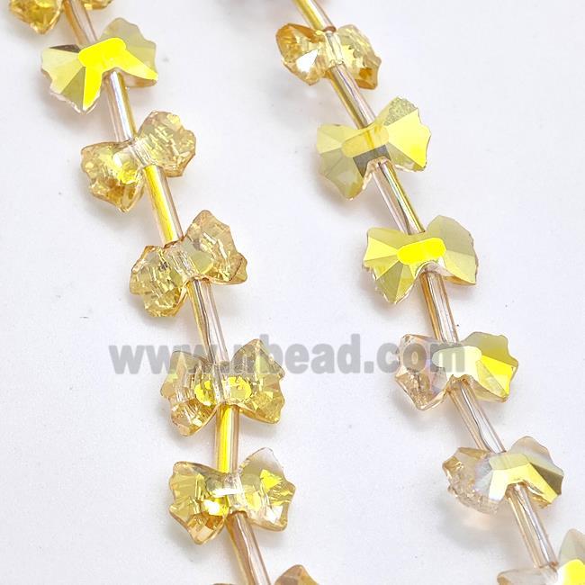 Chinese Crystal Glass Bow Beads Golden