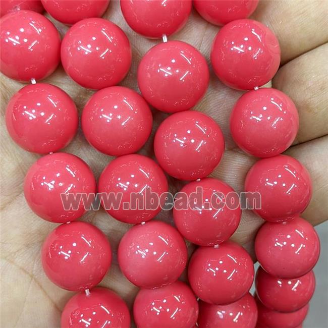 Red Lacquered Glass Beads Smooth Round