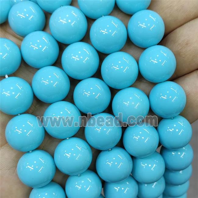 Turqblue Lacquered Glass Beads Smooth Round