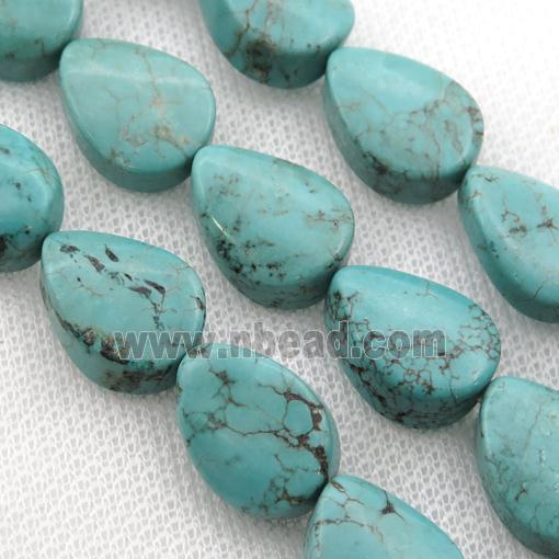 Magnesite Turquoise beads, twist teardrop