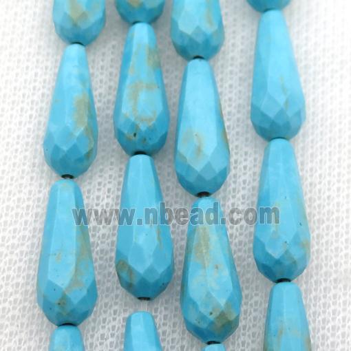 blue Magnesite Turquoise beads, faceted teardrop