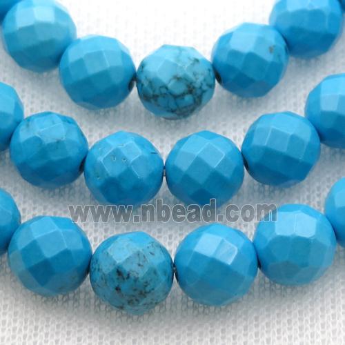 blue Sinkiang Turquoise beads, faceted round