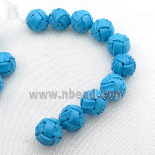 blue Sinkiang Turquoise round beads, football, carved