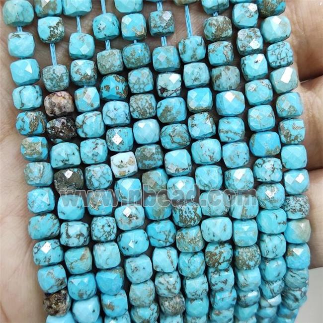 Blue Magnesite Turquoise Beads Faceted Cube