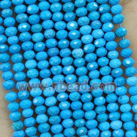 Howlite Turquoise Beads Blue Dye Faceted Rondelle