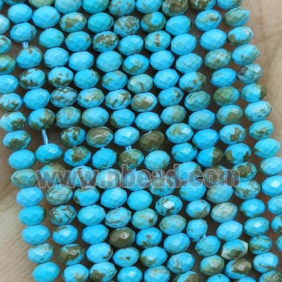 Howlite Turquoise Beads Blue Dye Faceted Rondelle