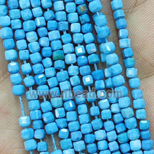 Natural Howlite Turquoise Cube Beads Blue Dye