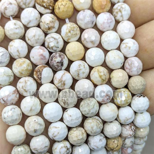 Natural Howlite Turquoise Beads White Faceted Round