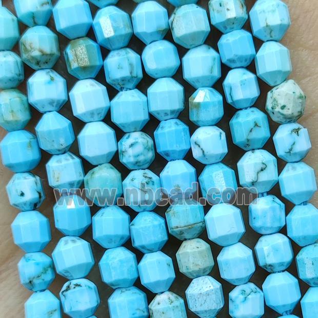 Natural Howlite Turquoise Beads Energy Prism Blue Dye