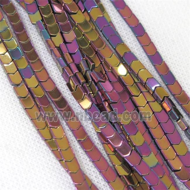 Hematite beads, peachpurple electroplated