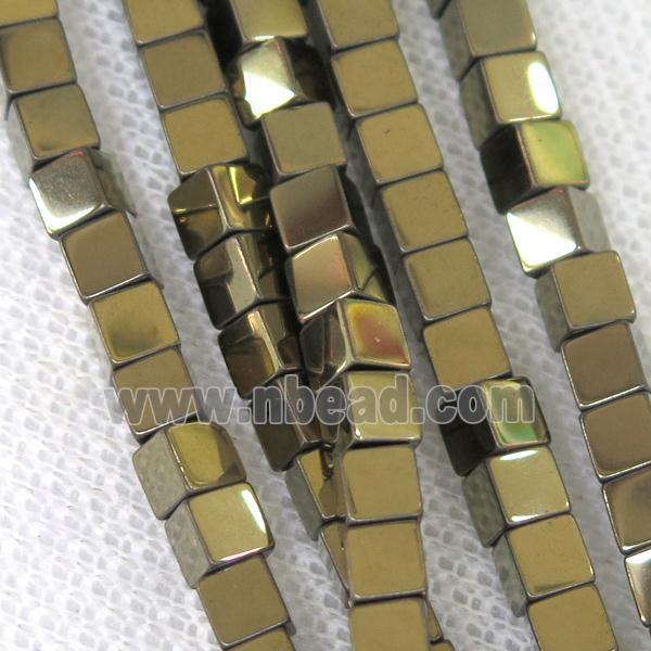 Hematite cube beads, pyrited