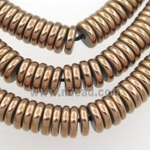 Hematite heishi beads, brown