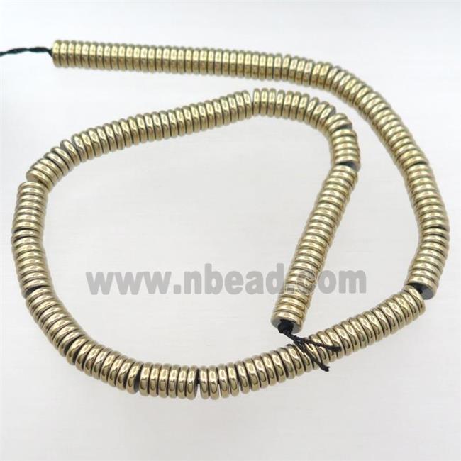 Hematite heishi beads, lt.gold