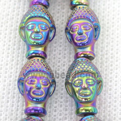 rainbow Hematite buddha Beads