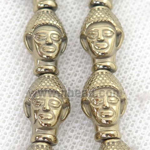 Hematite buddha Beads, pyrite color