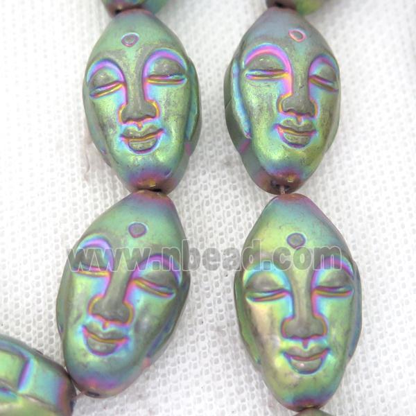 rainbow Hematite buddha Beads