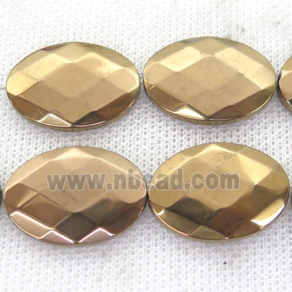 brown Hematite Beads, faceted oval