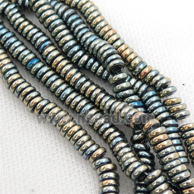 Hematite heishi beads, bluegold