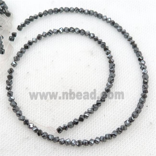 black Hematite beads, corner-drilled cube