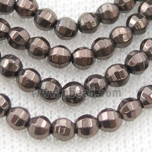 Hematite lantern beads, chocolate electroplated