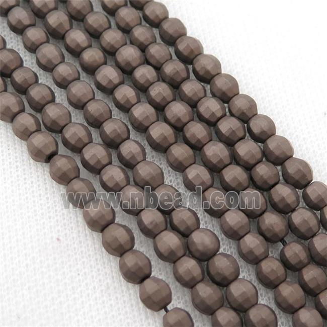 matte Hematite lantern beads, chocolate electroplated