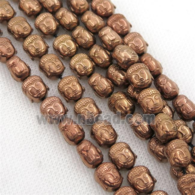 Hematite buddha beads, brown electroplated