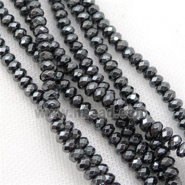 black Hematite beads, faceted rondelle