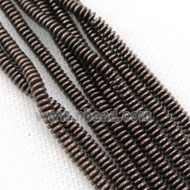 Hematite heishi beads, chocolate electroplated