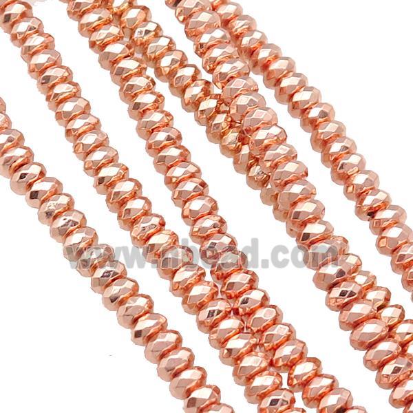 Hematite Beads Faceted Rondelle Rose Gold