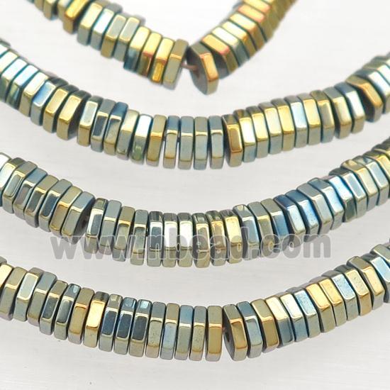 Hematite Hexagon Beads BlueGold Electroplated