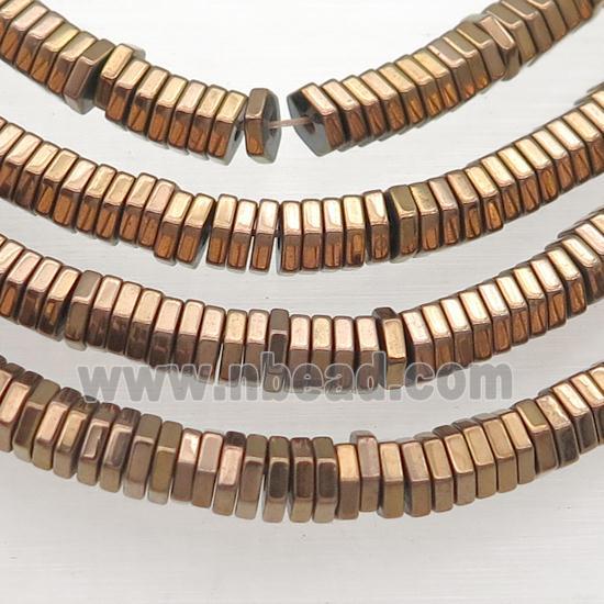 Hematite Hexagon Beads Brown Electroplated