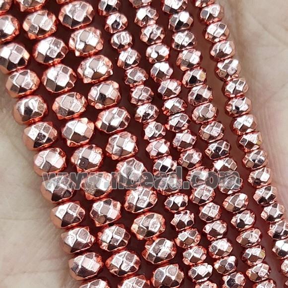 Hematite Beads Faceted Rondelle Rose Gold