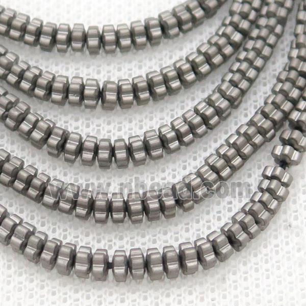 Silver Hematite Beads Flower Matte