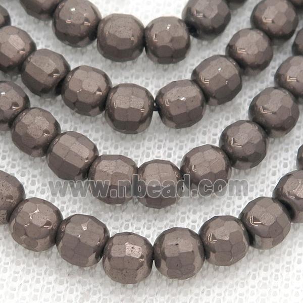 Chocolate Hematite Beads Faceted Round