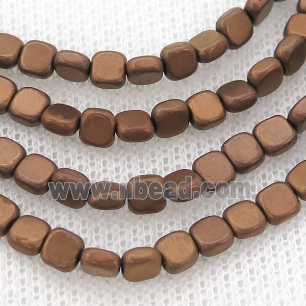 Hematite Beads Square Matte Brown