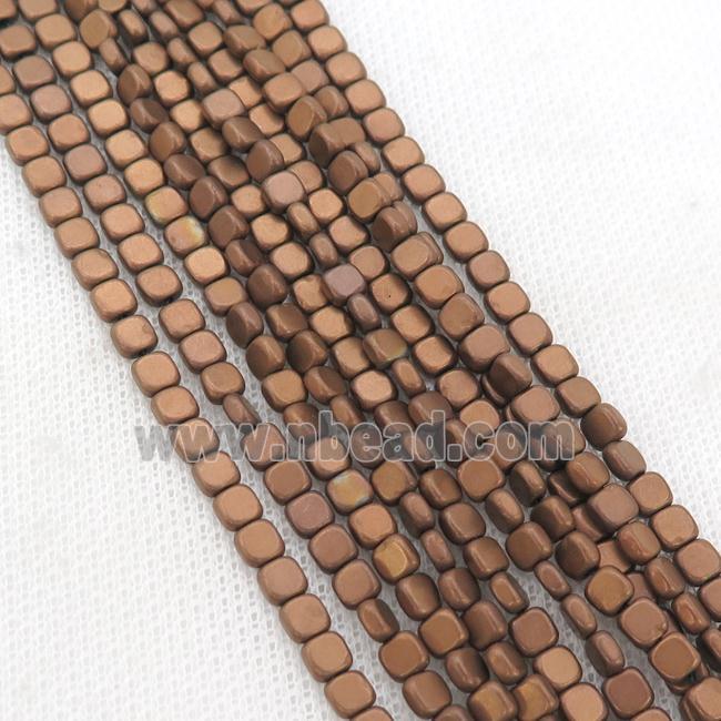 Hematite Beads Square Matte Brown