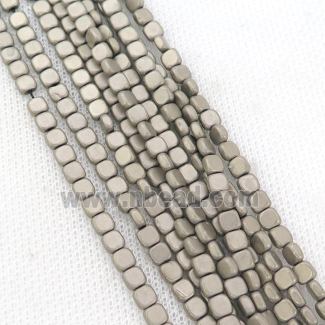 Hematite Beads Square Matte Silver