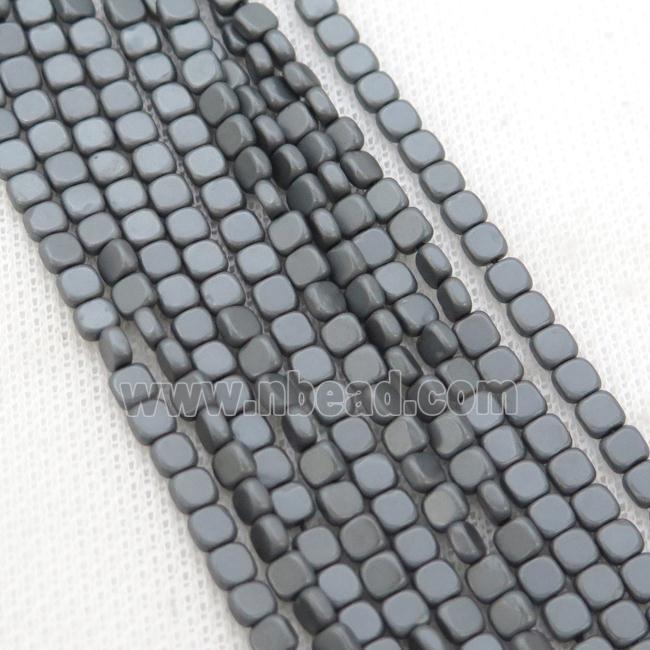 Black Hematite Beads Square Matte