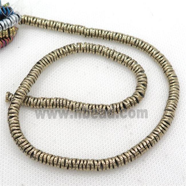 Hematite Heishi Spacer Beads Twist Pyrite Color