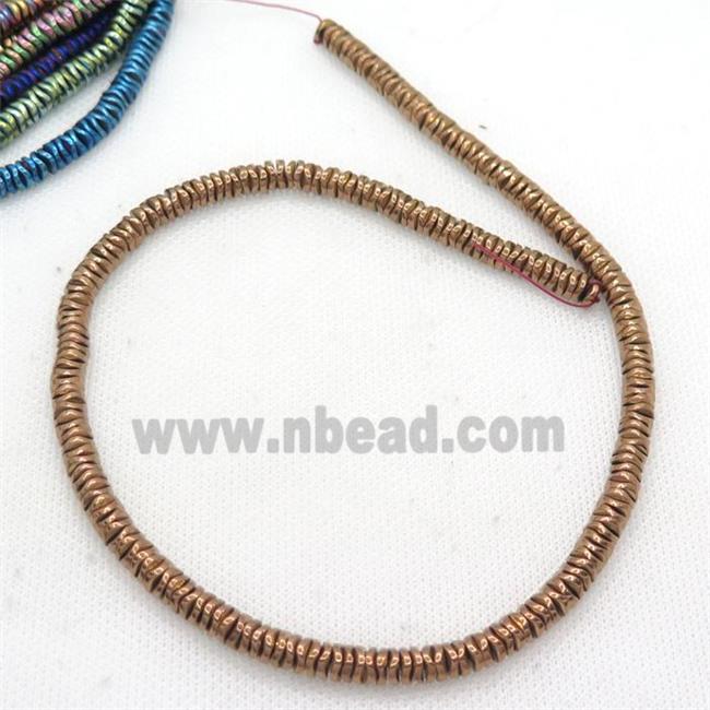 Hematite Heishi Spacer Beads Twist Brown