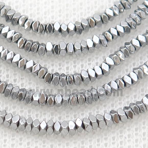 Hematite Spacer Beads Faceted Square Platinum