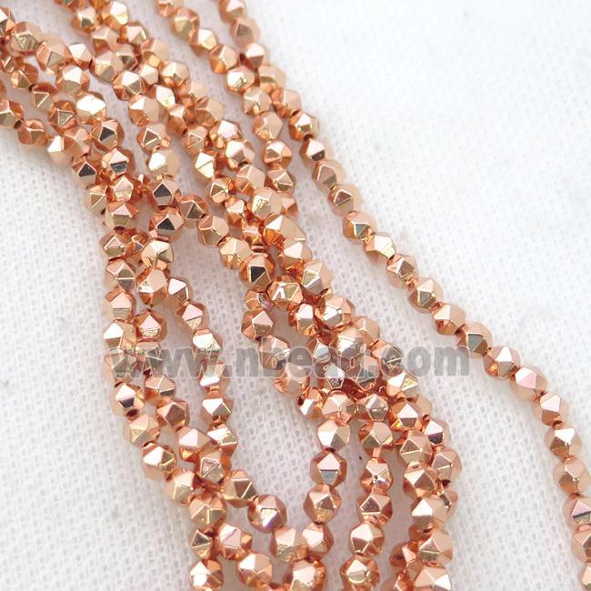 Hematite Beads Cut Round Rose Gold