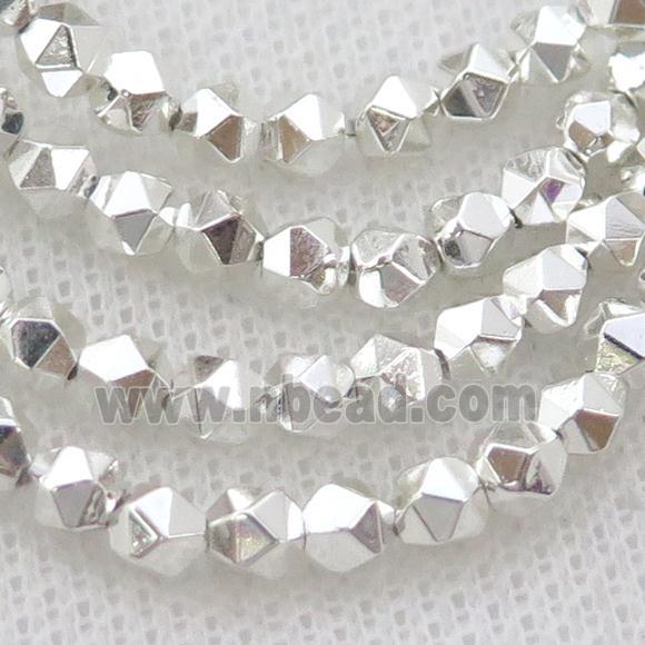 Hematite Beads Cut Round Shiny Silver