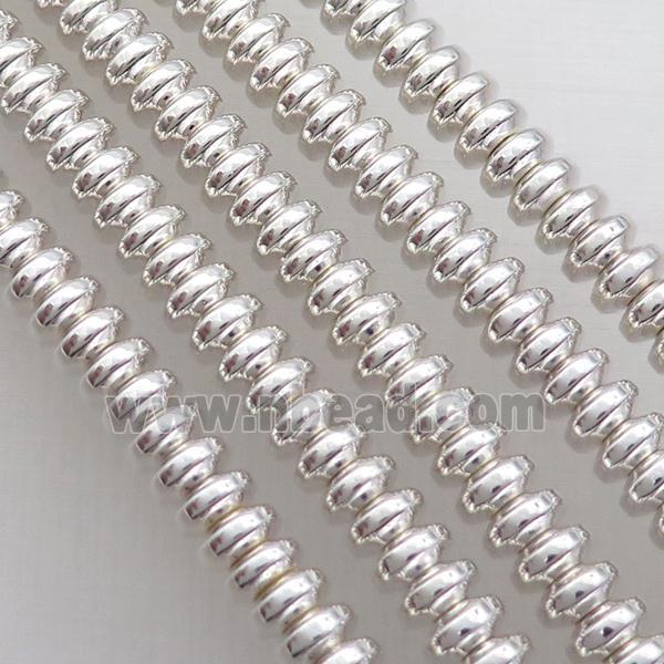 Hematite Beads Rondelle Shiny Silver