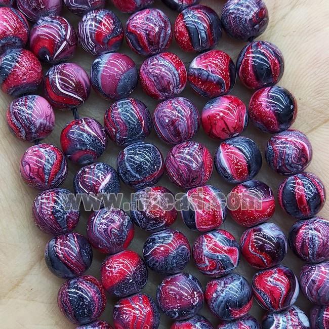 Hematite Beads Round Red Black Lacquered