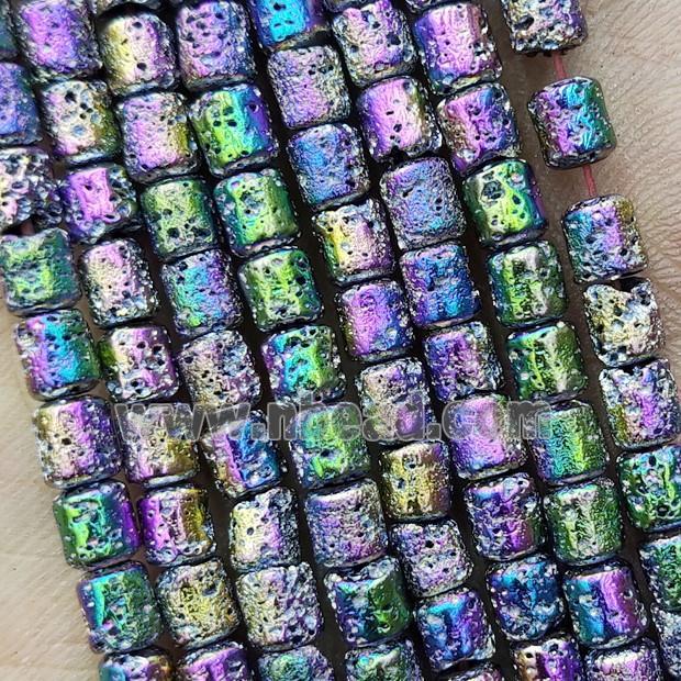 Hematite Tube Beads Rainbow Electroplated