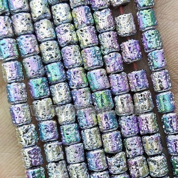 Hematite Tube Beads Multicolor Electroplated