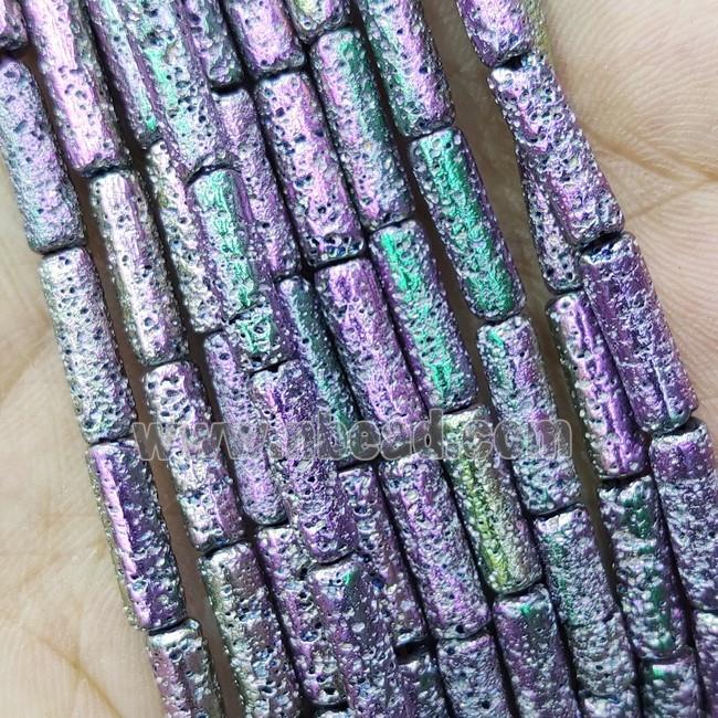 Hematite Tube Beads Multicolor Electroplated